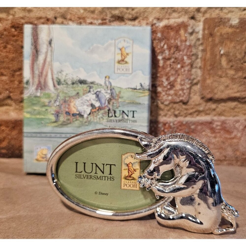 Vtg 1990s Lunt Classic Disney Eeyore Silver Plated Photo Frame With Original Box